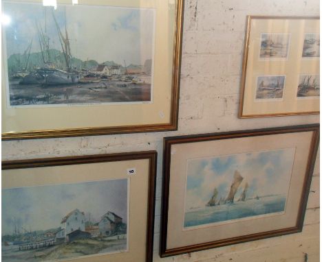 Peter TOMS (XX), two colour Limited Edition prints of riverside scenes with boats in Suffolk, signed in pencil, 20" x 26" ove