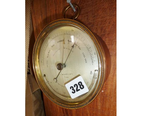 19th c. brass holosteric barometer by T. Doninelli of Nice