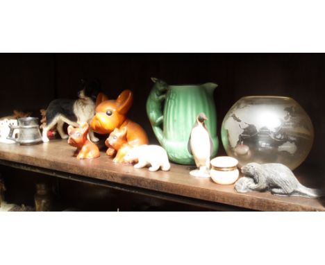Shelf of assorted pottery