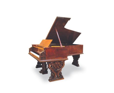 Steinway (c1914)
A 6ft 11in Model B grand piano in a carved walnut and crossbanded art case, raised on pierced foliate and sc