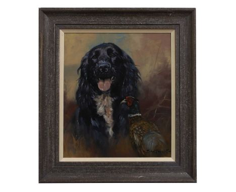 ▲ John Trickett (b.1952) A cocker spaniel and pheasantsigned 'John Trickett' l.r., oil on board40 x 35cmCondition ReportFrame