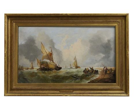 Alfred Montague (1832-1883) Sailing barges off the coastsigned and dated 'Alfred Montague/1879' l.l., oil on canvas36 x 62cmC