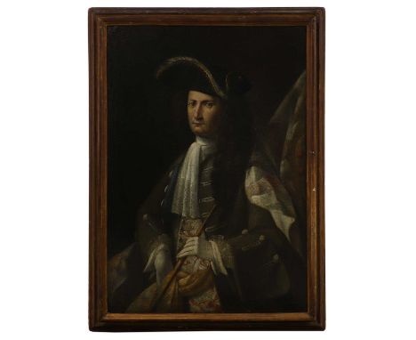 French School, early 18th century Portrait of a gentleman, half-length, in a green coat and tricorn hatoil on canvas112 x 79c