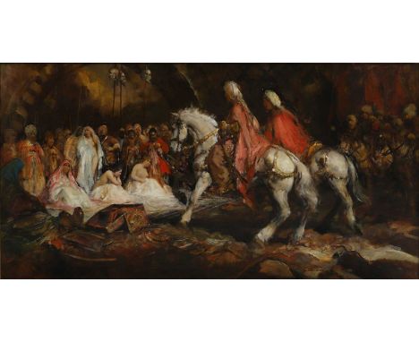 G Chiarigli(?) (20th century) The approachindistinctly signed l.r., oil on board 57 x 116cmProvenance: Sotheby's, New Bond St