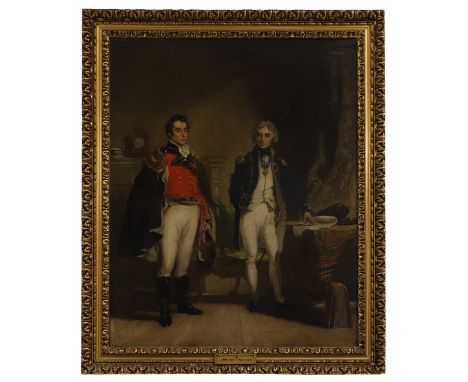 John Prescott Knight ARA (1803-1881) Nelson and Wellington in the waiting room at the Colonial Office, 1805oil on canvas89 x 