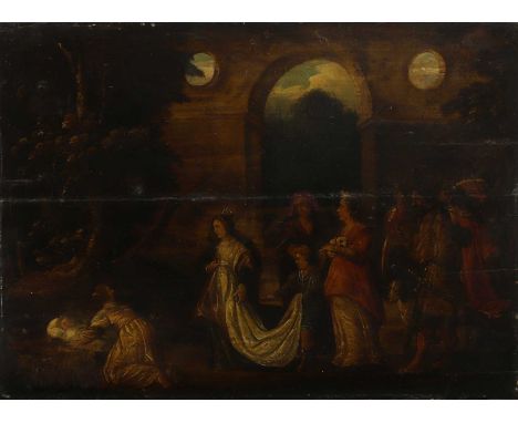 Flemish School, 17th century The Finding of Mosesoil on panel 50.5 x 69cm, unframedCondition ReportCondition issues. The pane