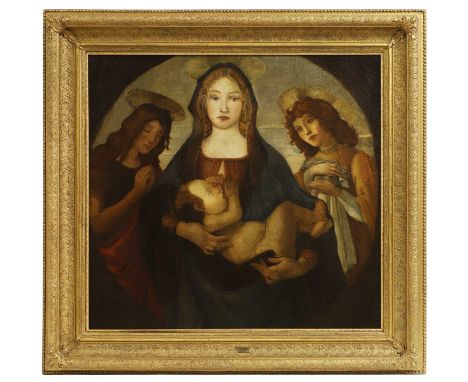 After Sandro Botticelli The Virgin and Child with Saint John and an Angeloil on canvas, painted circle84 x 84cmCondition Repo