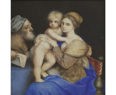 Manner of Raphael (19th century) The Holy Familywatercolour and bodycolour on card17.5 x 16.5cmProvenance: The estate of Baro