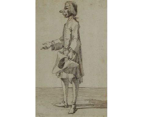 Italian School, 18th century Portrait of a gentleman standinginscribed 'Pietro' beneath l.l., pen and brown ink29 x 17cmCondi