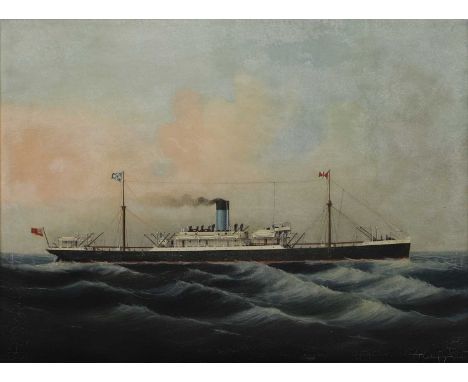 English School, 19th century The SS 'Calchas' at seaoil on canvas46 x 60cmCondition ReportOverall: 55.5 x 70cmThe reverse of 