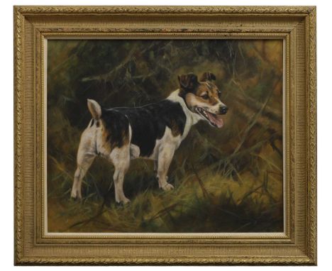 ▲ John Trickett (b.1952) A Jack Russell terriersigned 'John Trickett' l.r., oil on canvas46 x 56cmCondition ReportFramed: 59 
