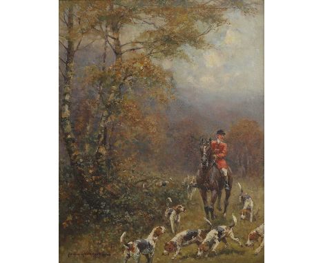 Arthur H... (early 20th century) A huntsman riding to houndsindistinctly signed 'Arthur H...' l.l., oil on canvas46 x 35.5cmC