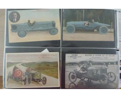 Brooklands. An album and slip case containing period postcards depicting driver's and their cars, personalities, building the