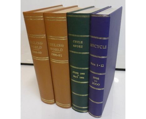 Cycling World, 1988 to 1991; Bicycle, 1998 to 2000; and Cycle, 1993 to 1994. An interesting lot of four hardbound quarto volu