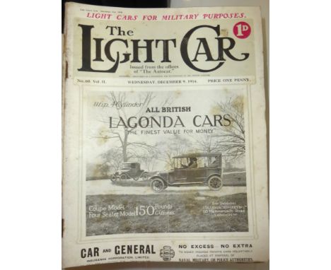 The Light Car, 1913 to 1918. 19 loose issues, of the very rare magazine by Iliffe &amp; Sons, all with their covers and mostl