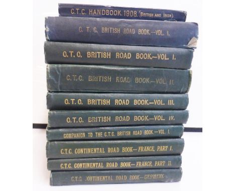 Cyclists' Touring Club Road Books. Nine octavo volumes in limp cloth bindings, all somewhat used, comprising: The British Roa