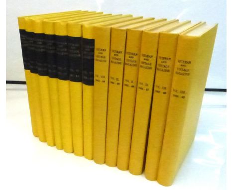 Veteran and Vintage Magazine. Volumes 1 to 13, January 1956 to July 1969, bound in yellow buckram, with covers and advertisem