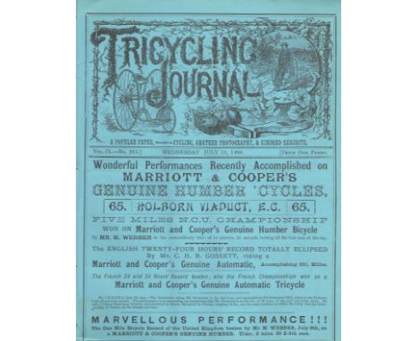 Tricycle Journal. Fifteen loose issues of the magazine, covering the period July to November 1885. In good clean condition, e