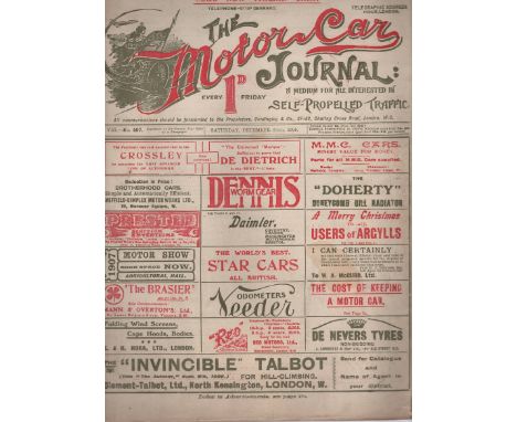The Motor-Car Journal. Circa 30 loose issues dating between 1901 and 1910, with covers. Together with Commercial Motor, Vol 1