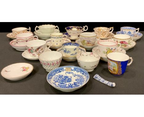 Porcelain - 18th and 19th century tea wares, various factories, Worcester, etc (qty) 