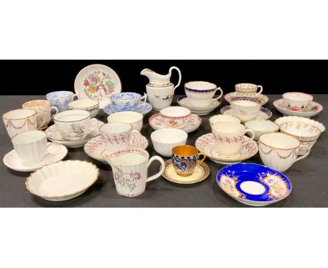 Porcelain - 18th and 19th century tea wares, various factories, Derby, Flight Worcester, etc 