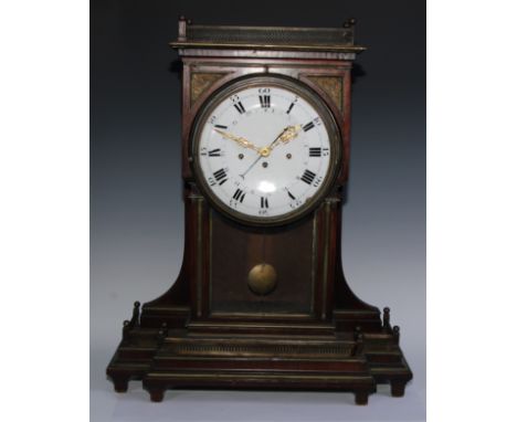 An 18th century Austrian mahogany bracket clock, by Johannes Seytz, Stadtamhof, 24cm enamel dial with Roman and Arabic numera