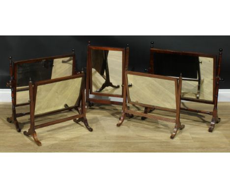 A 19th century mahogany dressing mirror, ring-turned supports, 63cm high, 66cm wide; others (5) 