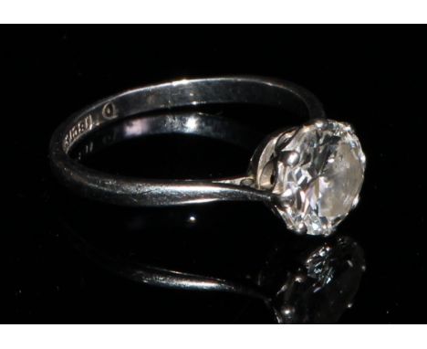 A diamond solitaire ring, 18ct white gold and platinum, the brilliant cut stone claw set, size N/O, approximately 1.5 - 1.8ct