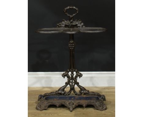 A Victorian cast iron walking stick or umbrella stand, drip tray to base, 72cm high, 50cm wide, c.1860 