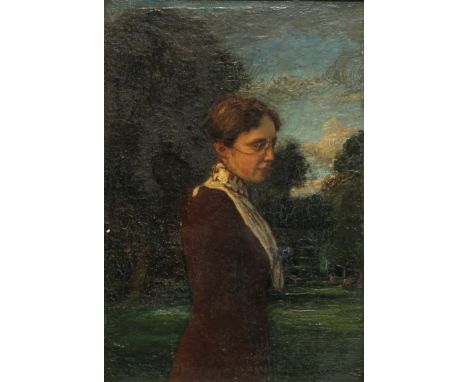 English school (early 20th century)Portrait of a Young Ladyoil on board, later laid on hardboard, 20.5cm x 14cm 