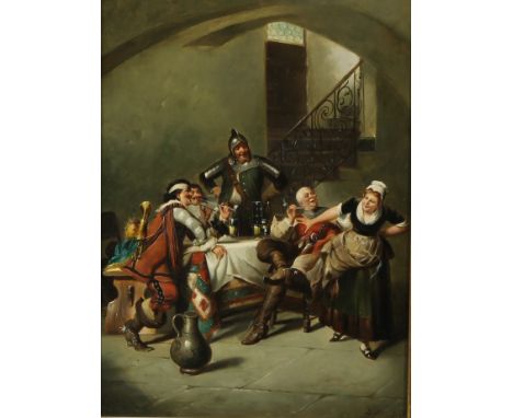 Heinrich BenderTroopers Relaxingsigned, named and titled to frame, oil on panel, 38cm x 27cm 