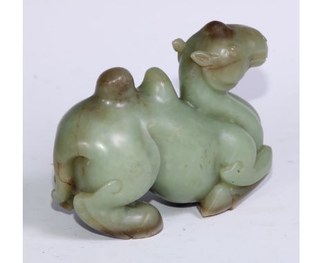 A Chinese jade carving, of a camel, 14cm long 