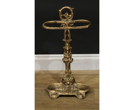 A Rococo Revival cast iron walking stick or umbrella stand, 58cm high, 31cm wide 