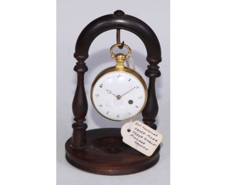 A George III gilt metal pocket watch, by Robert Pickford, London, 4cm enamel dial inscribed with Arabic numerals, single wind