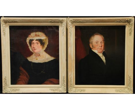 English School (19th century)a pair, portrait of a lady and gentleman,oil on canvas, 72cm x 59.5cm 