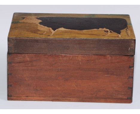 Folk Art - a early 20th century pine box, the hinged cover painted with a naïve journeyman portrait of a Hereford Bull, 25cm 