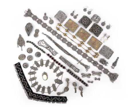 A large collection of cut steel jewels, late 18th/early 19th century, comprising: three necklaces, one composed of oval links