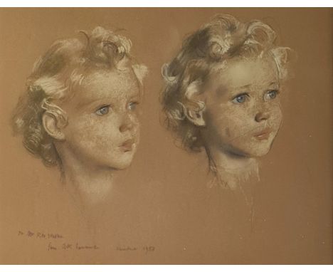 Alfred Kingsley Lawrence RA,RP (1893-1978) sketch portrait of child signed A K Lawrence 1958. 38 cm 30 cm. (ARR)