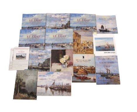 One box: Edward Seago interest including Exhibition / Galllery catalogues including Taylor Galleries, London, Kennedy Galleri