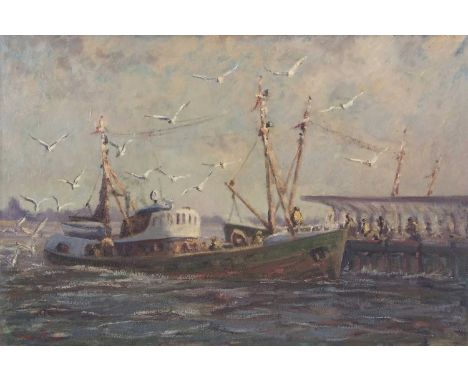 Harold Edward Colin (British, exhibited Norwich Art Circle 1936-73), 'Early Morning at Yarmouth', oil on board, signed, 50x75