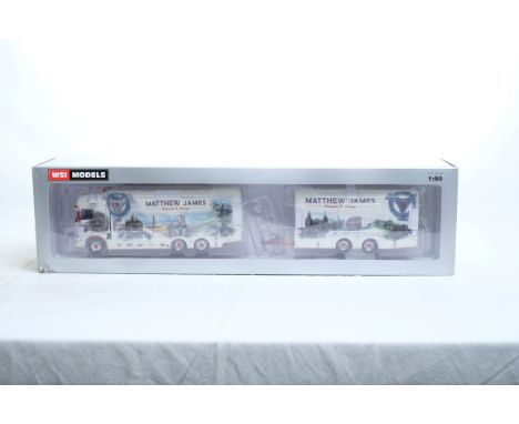  WSI Scania Streamline Topline 6x2 Ridged Box Combi Trailer - Matthew James | Scale: 1:50 | Model Code: 02-1685 | Certificate