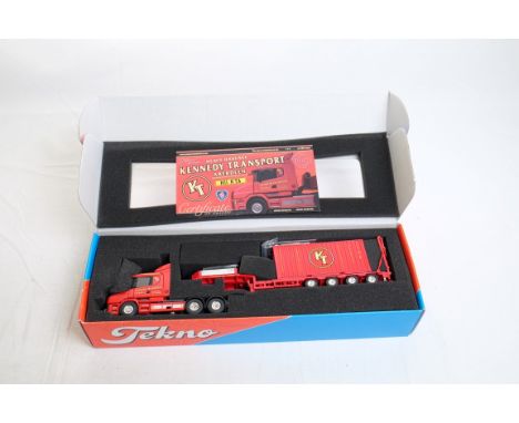  Tekno Scania 144 T-Cab & Lowloader Trailer With Container Load - Kennedy Transport | Scale: 1:50 | Model Code: 60308 | Certi