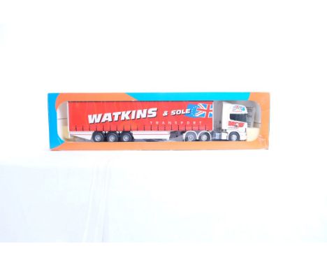  Tekno Scania 164 Curtainside Trailer - Warkins & Sole | Scale: 1:50 | Model Code:  | Certificate: No | Lot Condition: Good |