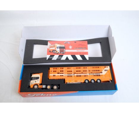  Tekno Scania 144 & Livestock Trailer - L.E. Jones | Scale: 1:50 | Model Code: 63680 | Certificate: Yes | Lot Condition: Good