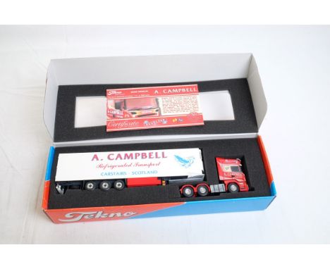  Tekno Scania & Fridge Trailer - A.Campbell | Scale: 1:50 | Model Code: 59185 | Certificate: Yes | Lot Condition: Good | Mirr