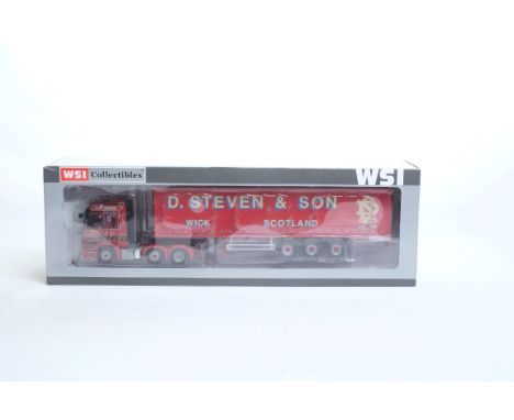  WSI Mercedes Actros 6x2 Curtainside Trailer - D Steven & Son | Scale: 1:50 | Model Code: 10103 | Certificate: Yes | Lot Cond