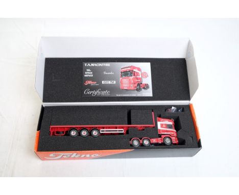  Tekno Scania R620 & Flatbed Trailer - T.A. Macintyre | Scale: 1:50 | Model Code: 19 | Certificate: Yes | Lot Condition: Good