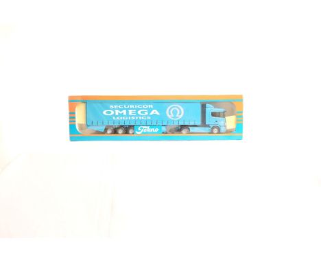  Tekno Scania 124 Curtainside Trailer - Omega Logistics | Scale: 1:50 | Model Code:  | Certificate: No | Lot Condition: Good 