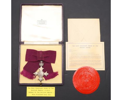 A GEORGE VI MOST EXCELLENT ORDER OF THE BRITISH EMPIRE, MBE CIVIL DIVISION. The Most Excellent Order of the British Empire, M