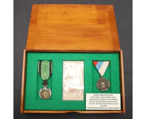 TWO TERRITORIAL NURSING SERVICES MEDALS ATTRIBUTED TO JESSIE GIBSON KENNEDY. A Commemorative Medal for the Albanian Retreat, 